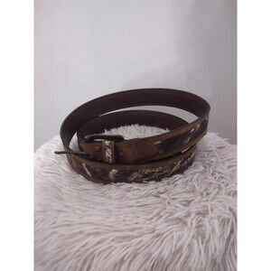 Nocona Leather Belt with Camo Center Inlay N24362222 Sz 50 In NWOT Mens